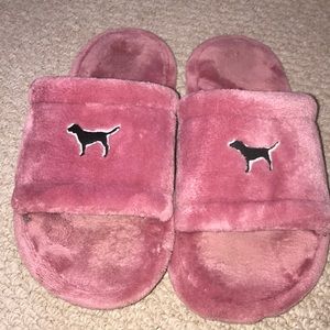 VS pink velvet slippers